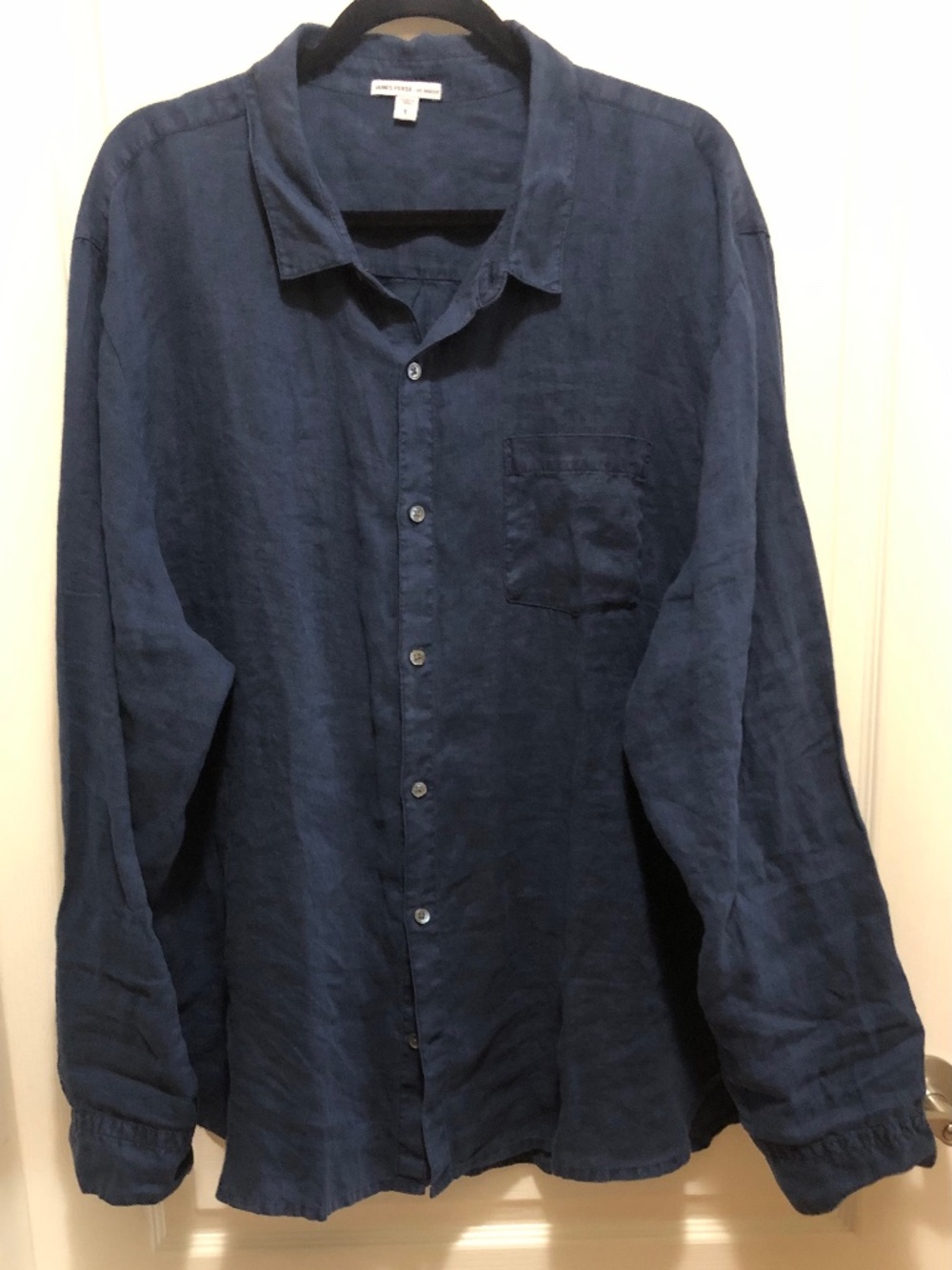 James Perse linen shirt men’s XXL navy blue button down